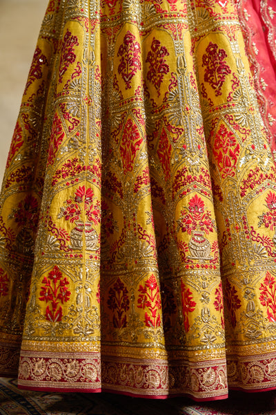 YELLOW HEAVY EMBROIDERED LEHENGA SET (FB-33)