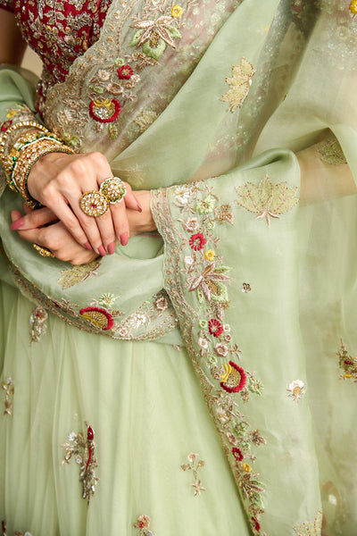 MINT TULLE HEAVY EMBROIDERED LEHANGA SET ( SK -16A )