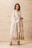 IVORY CHANDERI CHINAR BOOTA PRINTED & EMBROIDERED ANARKALI SET ( NR-07A )