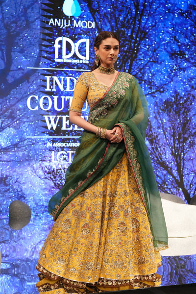 Yellow embroidered lehenga set (E-32/TL-126)