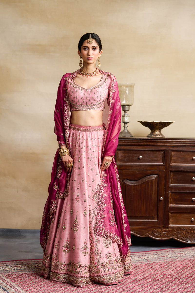 OLD ROSE EMBROIDERED LEHENGA SET ( FB35) Anju Modi