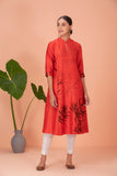 RED SILK CHANDERI PRINTED TUNIC (1 PC)