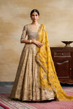 YELLOW SILK ORGANZA EMBROIDERED DUPATTA ( FB-38A)