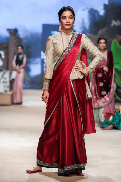 RUBY SILK SAREE SET (4 PCS)