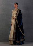 INDIGO SILK VELVET EMBROIDERED DUSHALA ( DUS-24)