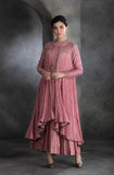 DUSTY PINK CHANDERI & COTTON FLORAL EMBROIDERED ANGRAKHA SET  (BV-04)
