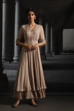 Champagne Double Layered Embroidered Dress (EM-06)
