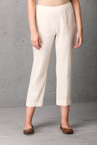 Ivory cotton clean finished straight pants (  BNS-01 )