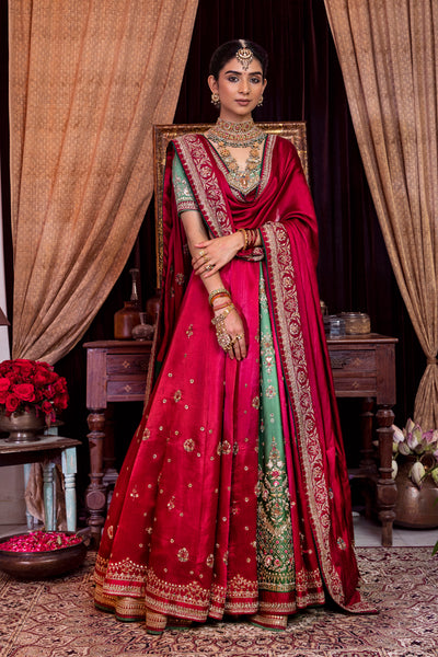 Atisha-W ruby silk mashru embroidered lehenga set ( FB-01 )