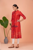 RED SILK CHANDERI PRINTED TUNIC (1 PC)