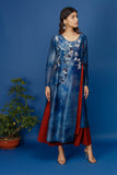 Delicate Floral Jaal Printed Double Panel Kurta. Indigo/maroon (JB-08)