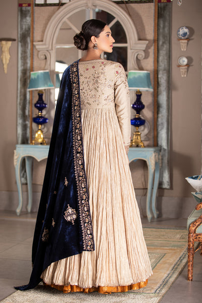 BLUE SILK VELVET ZARDOZI EMBROIDERED DUSHALA ( DUS-91 )