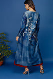 Delicate Floral Jaal Printed Double Panel Kurta. Indigo/maroon (JB-08)