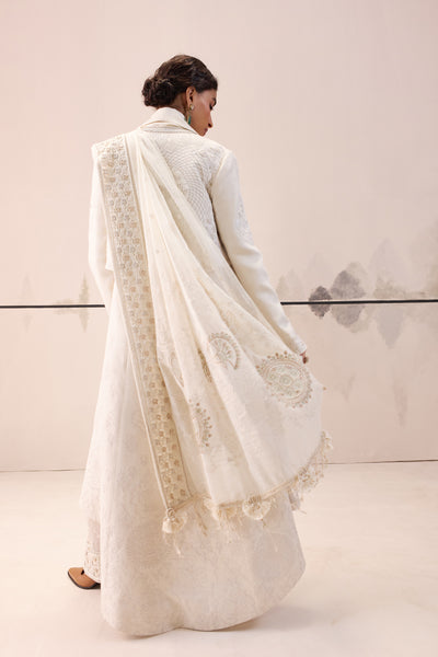 Ivory embroidered overcoat