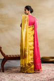 HOT PINK EMBROIDERED DUPATTA WITH GOLD BORDER ( DUP-71 )
