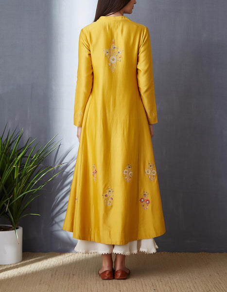 Classy Yellow Kurta Set with Sequince Embroidery ( BGH-05B )