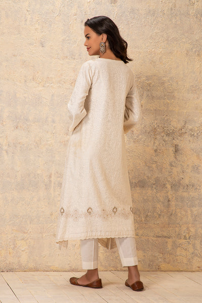 IVORY CHANDERI EMBROIDERED KURTA SET ( NR-01 )