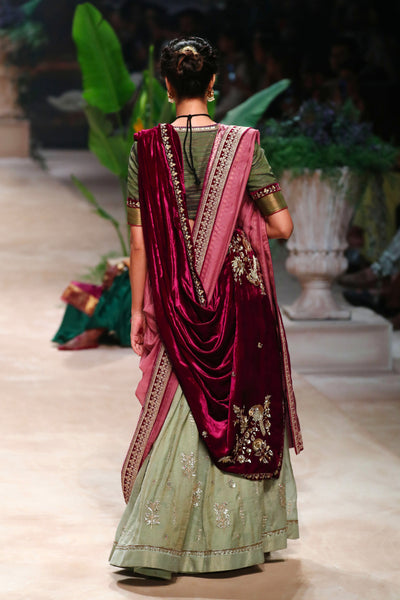 Mint tissue embroidered lehenga  set (DMT-05) (KASH-08, DMT-05 & MM-15)