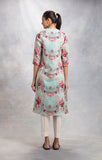Aqua Victorian Chintz Printed Jacket With Tunic ( LW-03 )