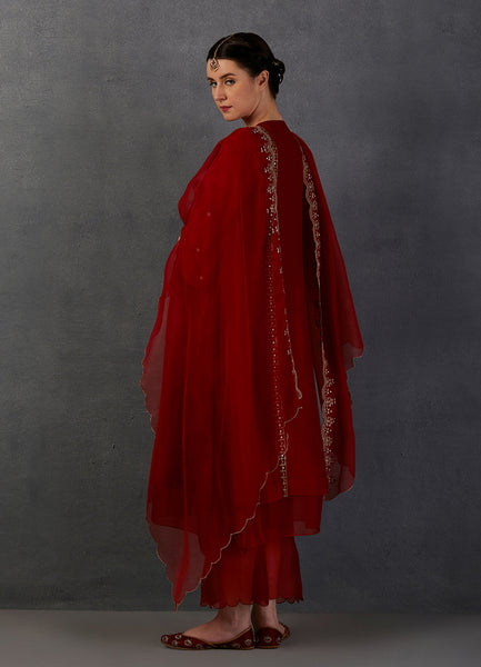 RED EMBROIDERED KURTA SET (YMN-13A)