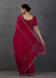 RED ORGANZA EMBROIDERED SAREE SET (YMN-19C)