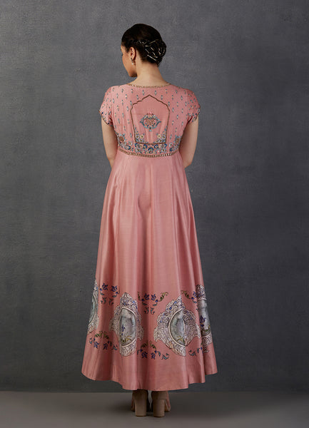 FRESH PINK SILK CHANDERI DRESS (MK-11)
