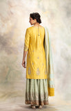 YELLOW ZARDOZI EMBROIDERED KURTA WITH MINT SHARARA (BRM-30S)