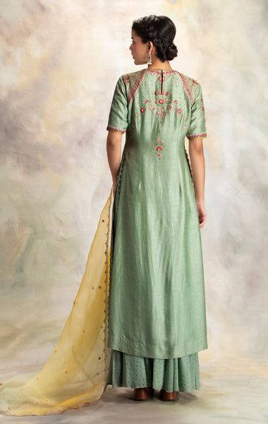 Fascinating Sage Green Embroidered Kurta Set (KK-20A)