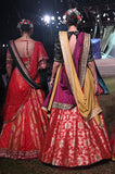 Black and red embroidered brocade lehenga set (FB-09, CRN-01)