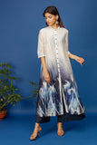 IVORY CYANOTYPE FLORAL PRINTED TUNIC (1 PC)