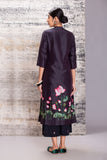 BLACK SILK CHANDERI LOTUS PRINTED TUNIC (1 PC)