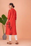 RED SILK CHANDERI PRINTED TUNIC (1 PC)