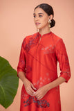 RED SILK CHANDERI PRINTED TUNIC (1 PC)