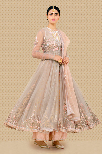 Bewitching Embroidered Anarkali, Kurti, Izhaar & Dupatta Set