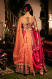 ANTIQUE RED SILK DUPION EMBROIDERED LEHENGA SET (4 PCS)