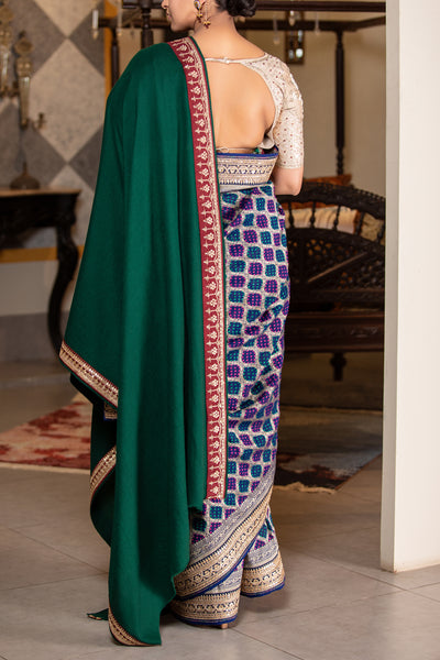 EMERALD GREEN WOOLEN PASHMINA EMBROIDERED DUSHALA ( DUS-74 )