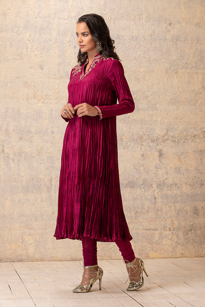 FALSA CRINKLED SILK EMBROIDERED  KURTA SET (SLK-01)