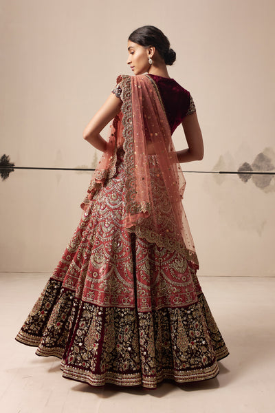 Old rose and ruby embroidered lehenga set (E-28/TL-123)