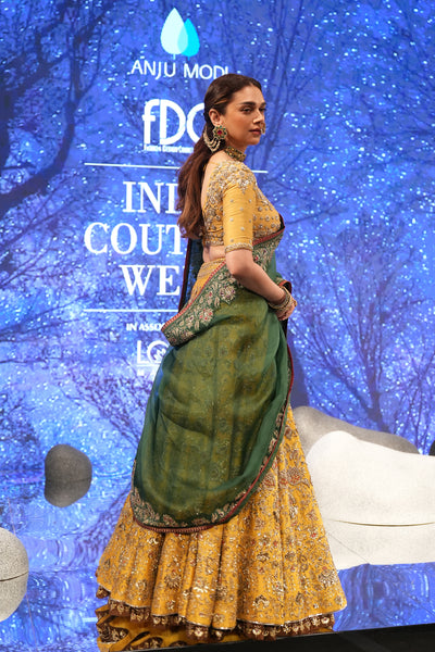 Yellow embroidered lehenga set (E-32/TL-126)