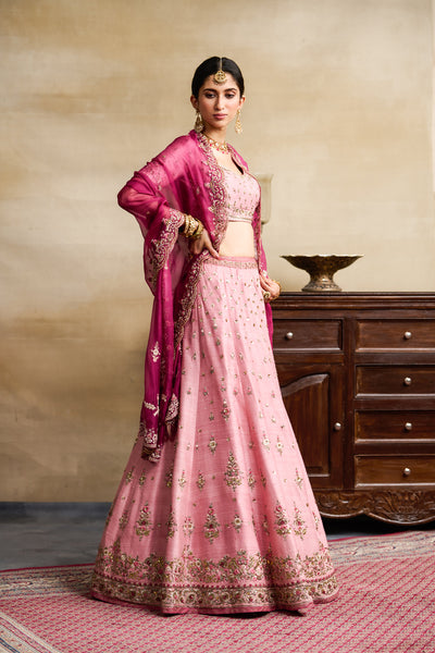 OLD ROSE EMBROIDERED LEHENGA SET ( FB-35)