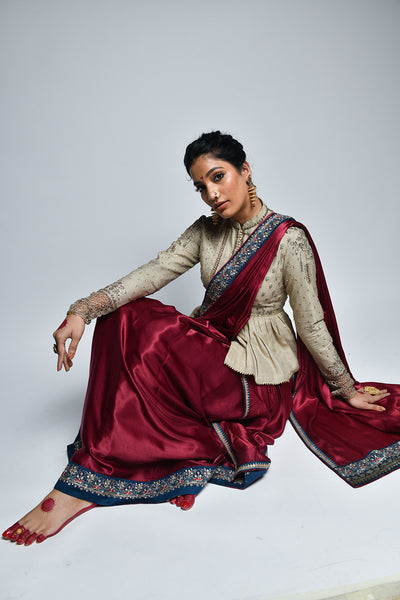 RUBY SILK SAREE SET (4 PCS)