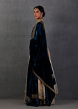 INDIGO SILK VELVET EMBROIDERED DUSHALA ( DUS-24)