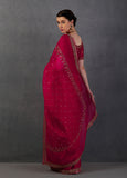 RED ORGANZA EMBROIDERED SAREE SET (YMN-19C)