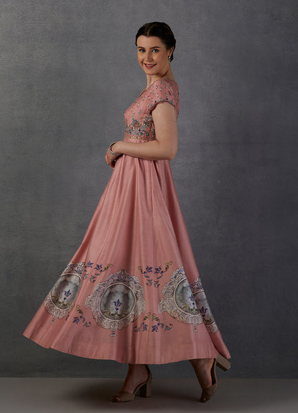 FRESH PINK SILK CHANDERI DRESS (MK-11)