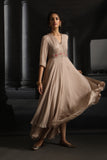 Champagne Double Layered Embroidered Dress (EM-06)