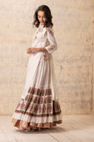 IVORY CHANDERI FOIL PRINTED & EMBROIDERED KURTA SET ( NR-05 )