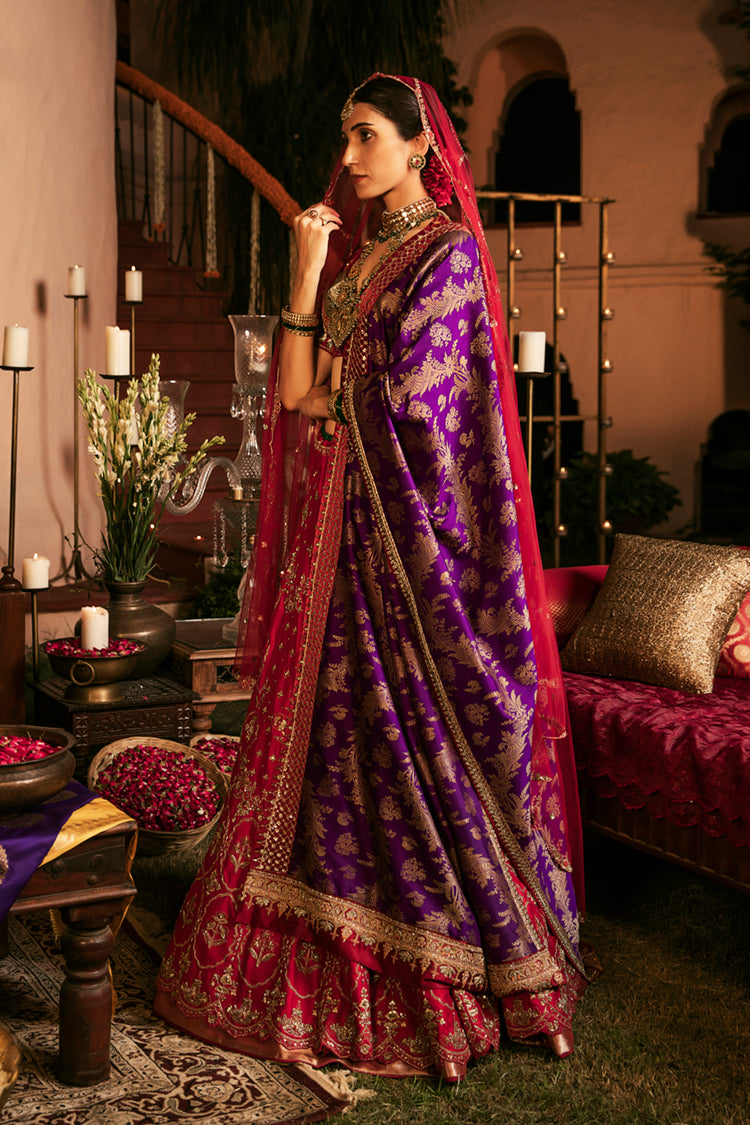 Red and purple bridal sales lehenga