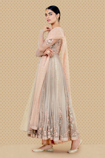 Bewitching Embroidered Anarkali, Kurti, Izhaar & Dupatta Set