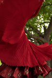 CRIMSON RED COTTON GOTA EMBROIDERED ANARKALI SET (LS-03)