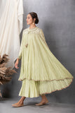 PISTA GREEN CRINKELED JACKET WITH DRESS (BV-04)